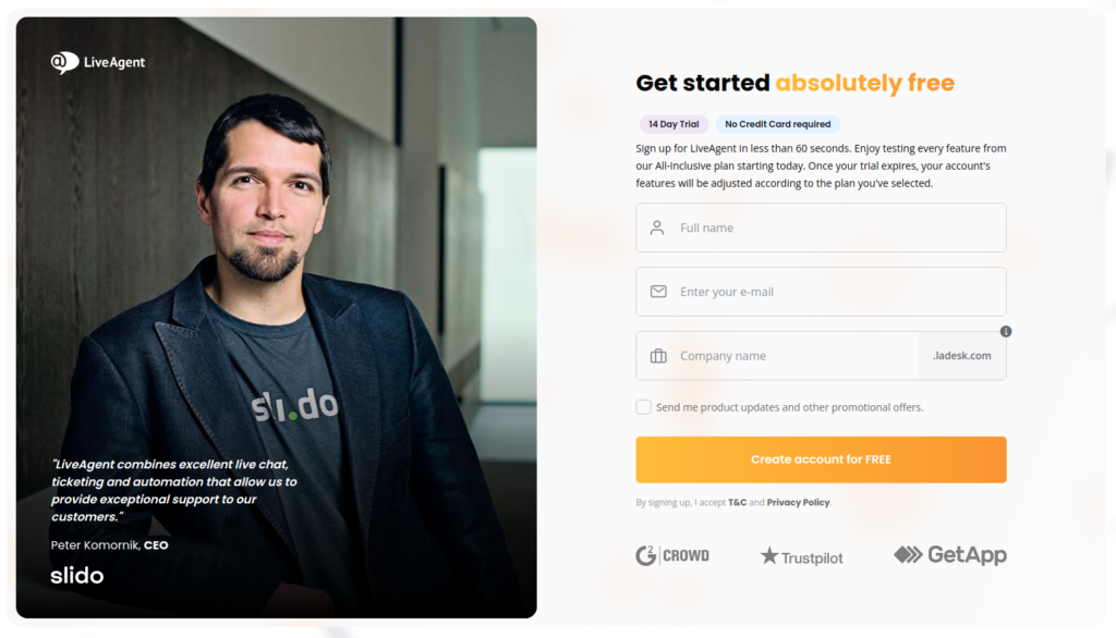 LiveAgent bandomoji paskyra