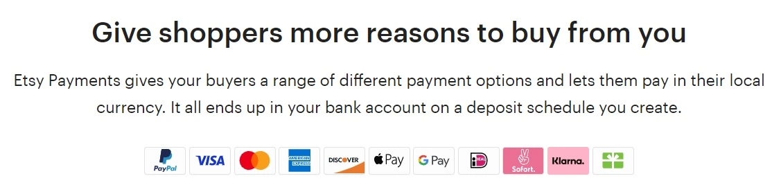 Etsy mokėjimo metodai