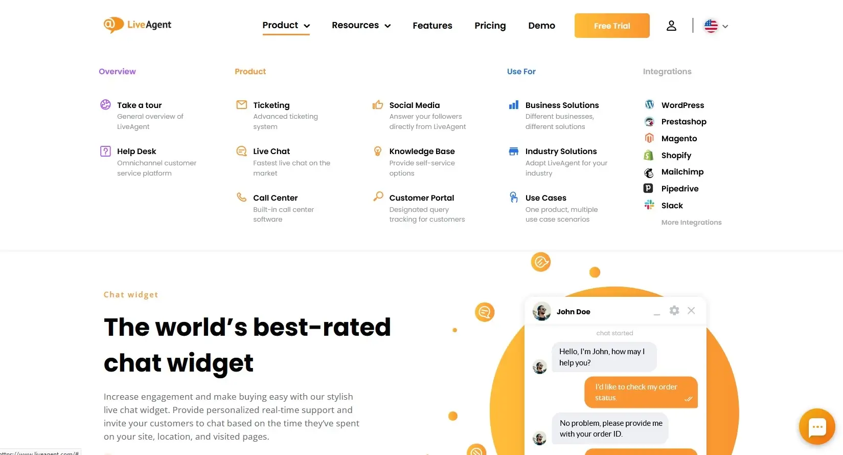 LiveAgent produkto skirtukas