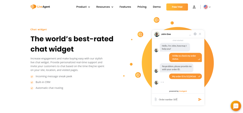 LiveAgent geriausiai įvertinta pokalbis