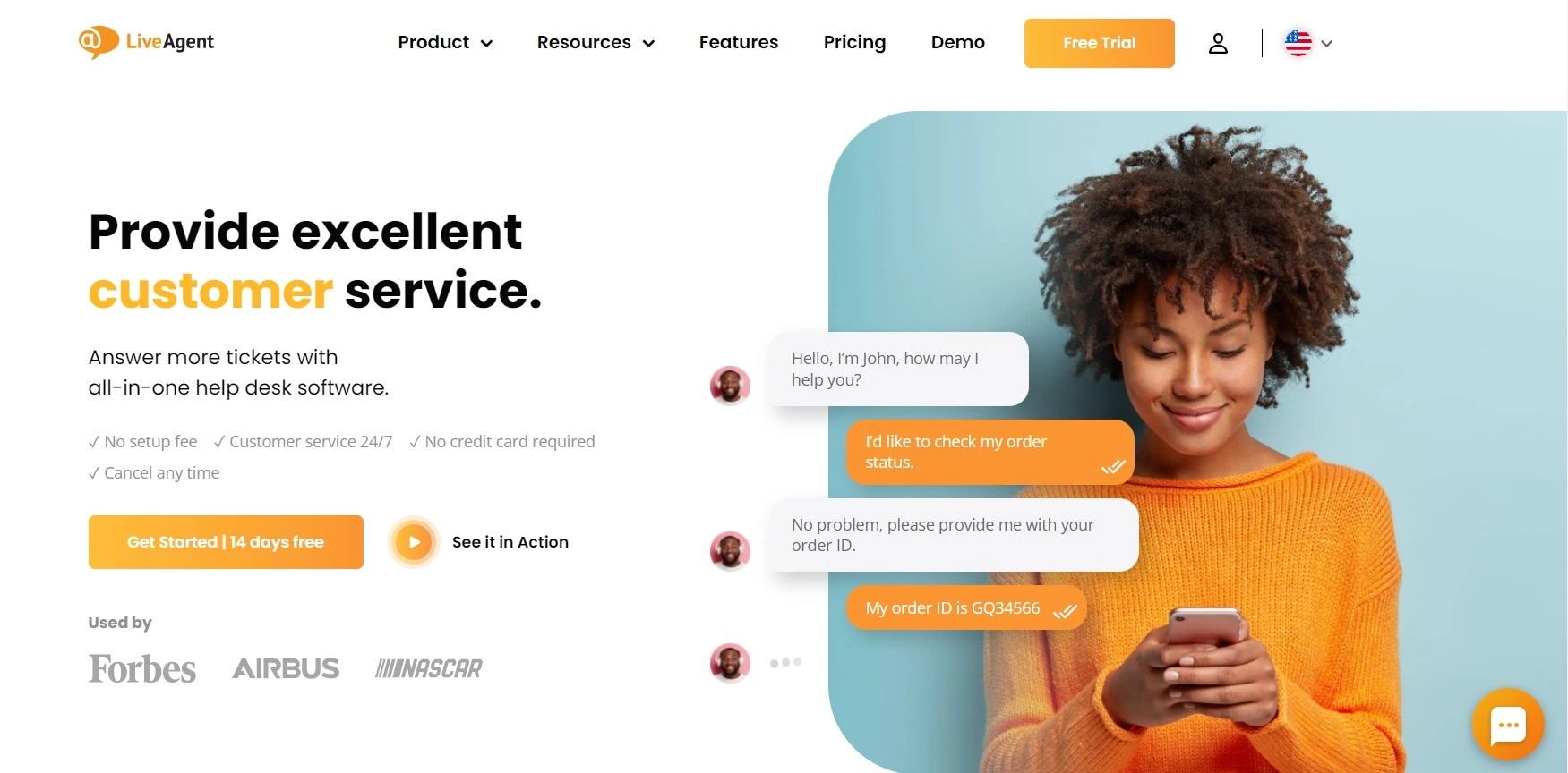 LiveAgent pagrindinis puslapis