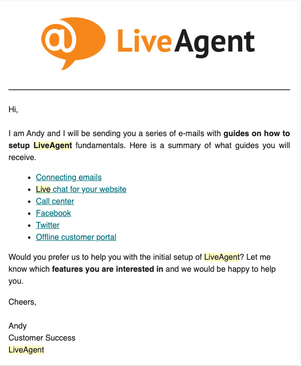 LiveAgent įdarbinimo el. laiškas