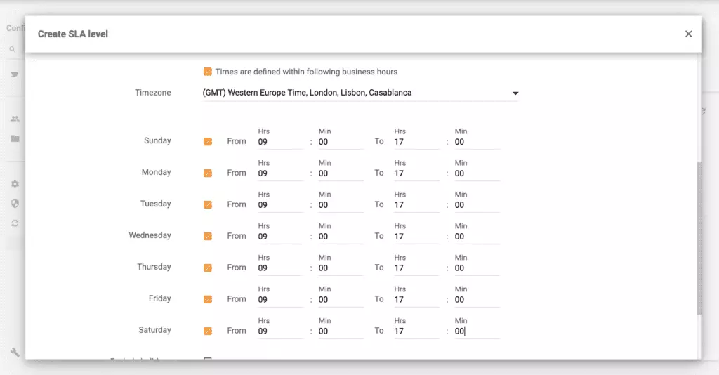 Verslo valandų nustatymas naudojant Live Agent