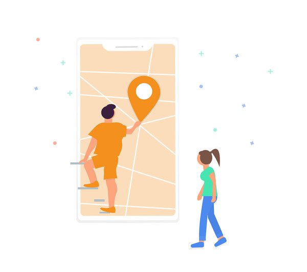 Kelionė - vietos paieška - iliustracija