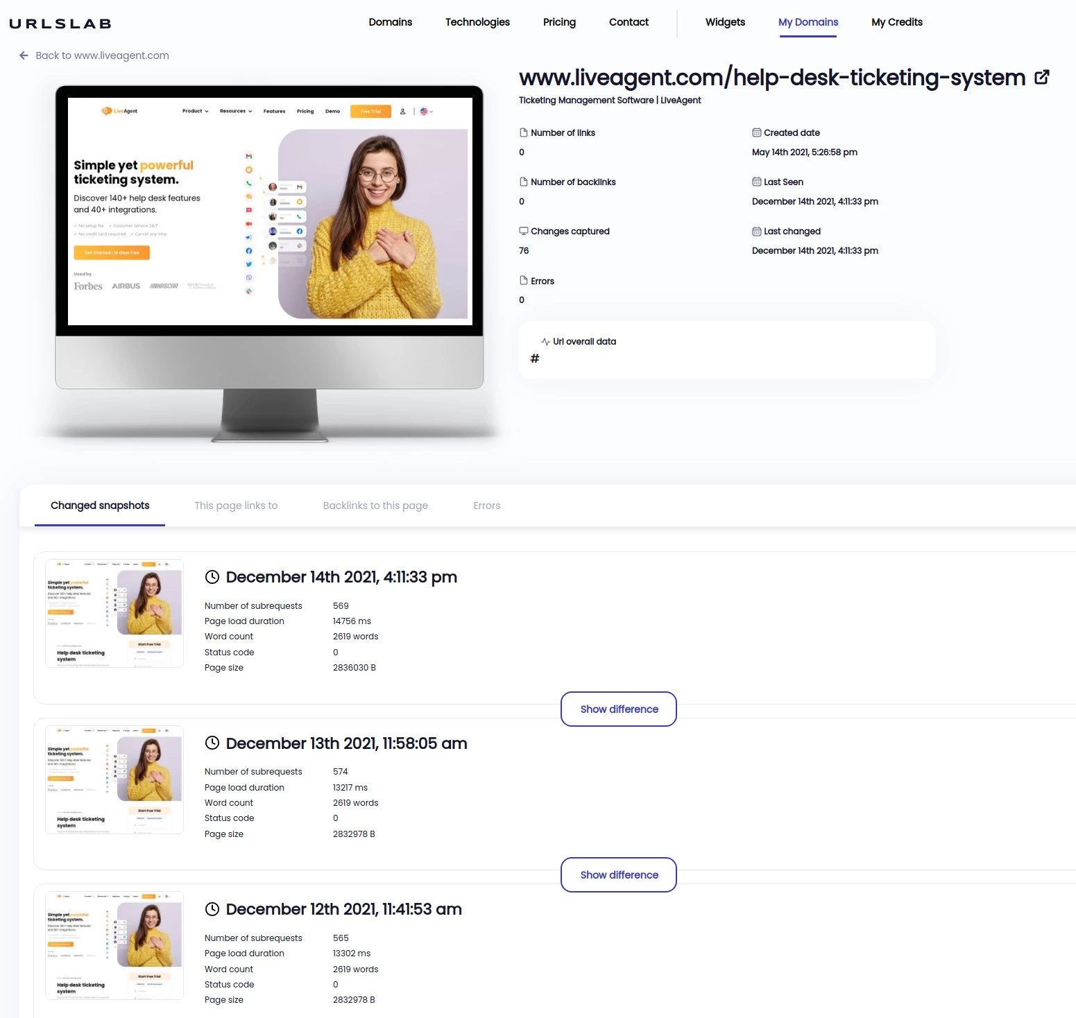 Gaukite kiekvieno savo svetainės puslapio nuotrauką kasdien