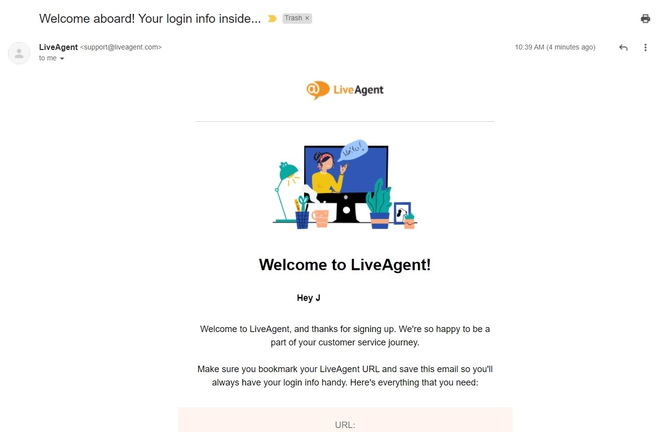 Sveiki atvykę į LiveAgent el. laišką