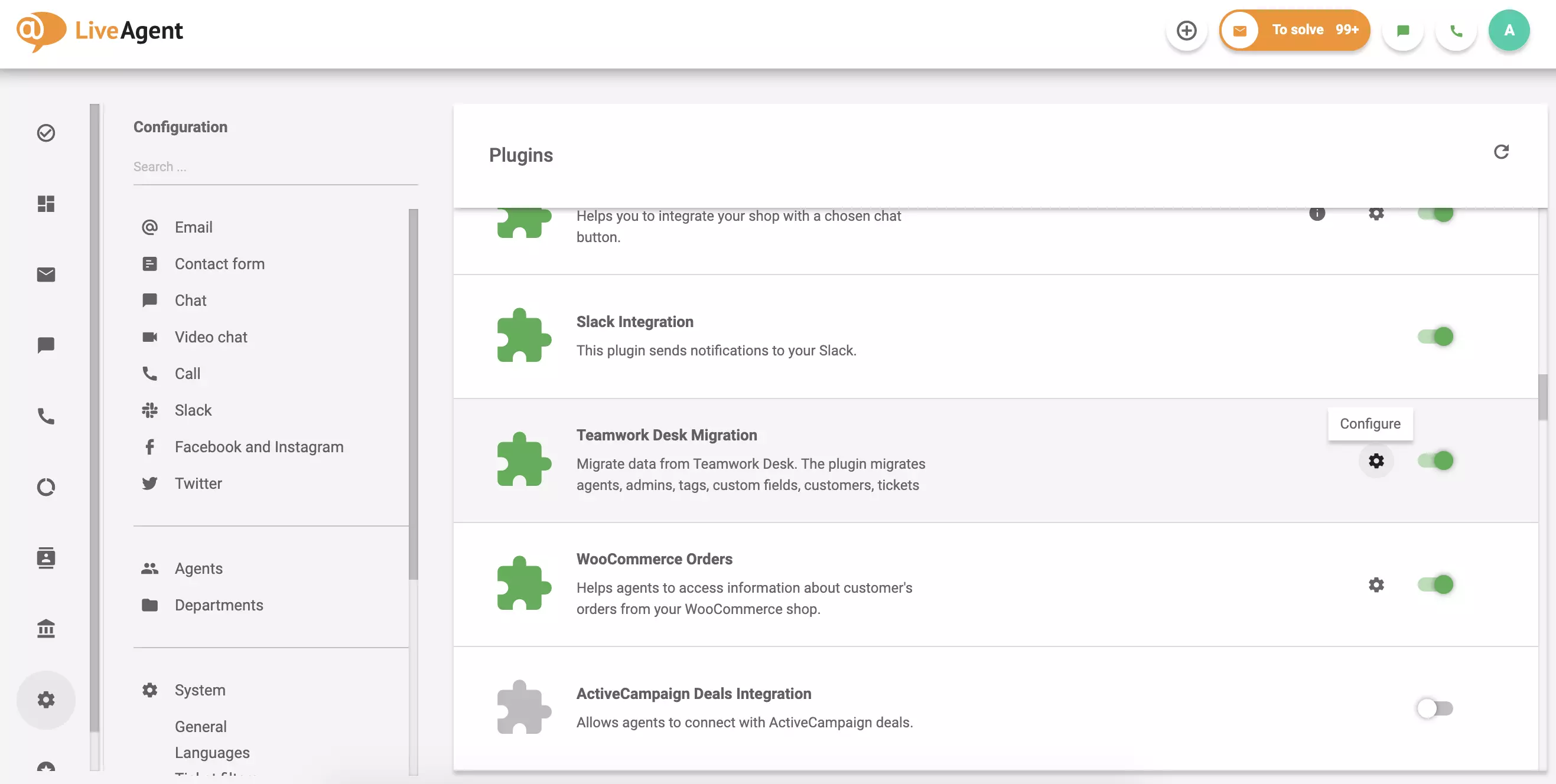 Paspauskite konfigūraciją aktyviame įskiepyje