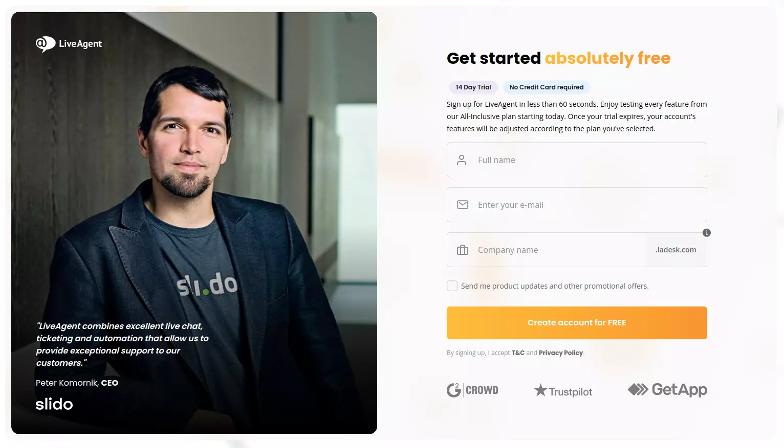 LiveAgent bandomoji sąskaita