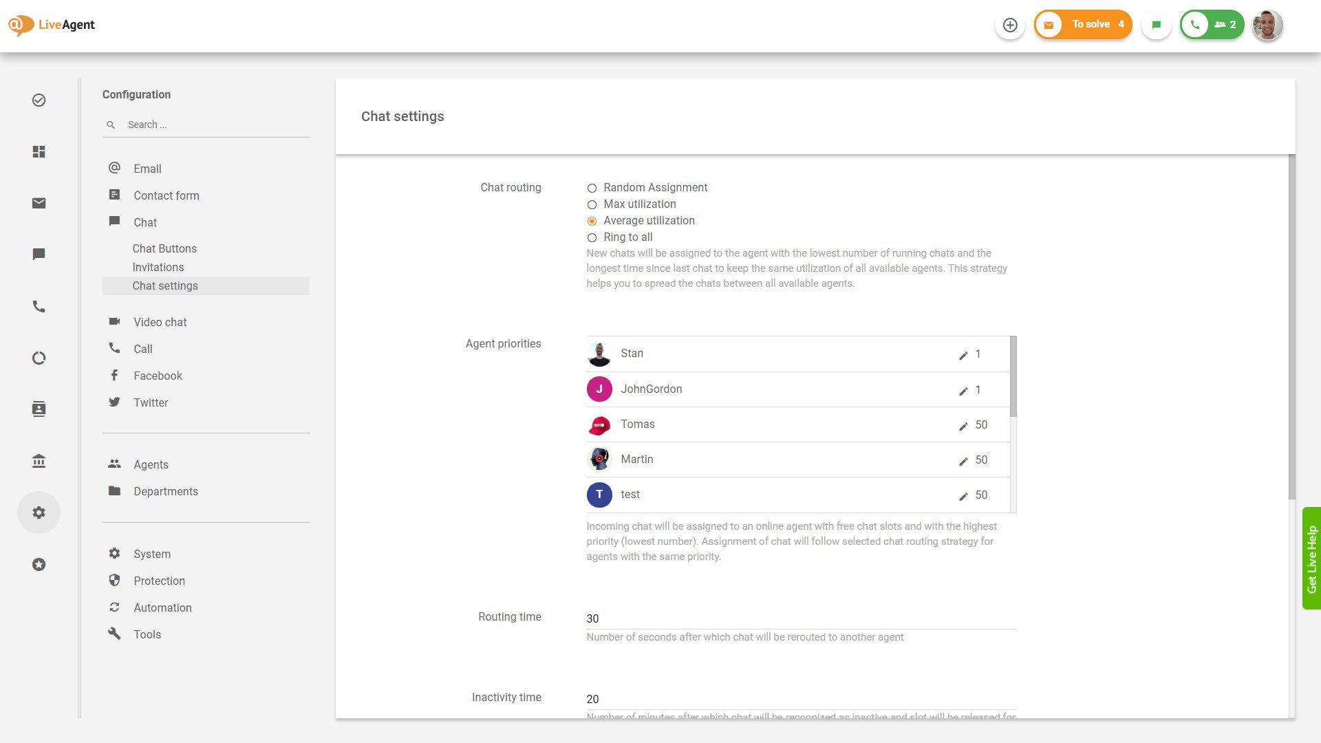 LiveAgent prioriteto priskyrimas