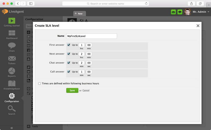Kaip sukurti SLA lygį ir nustatyti norimą veiksmą