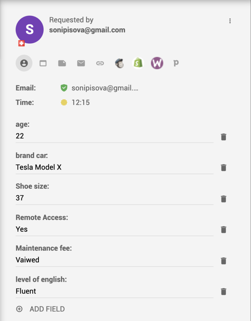 CRM skambučio rezultato pavyzdys