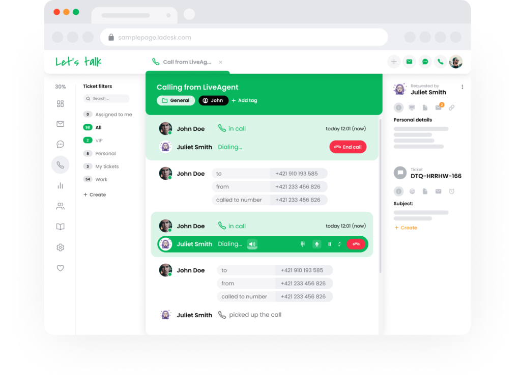 LiveAgent skambučių centro programinė įranga