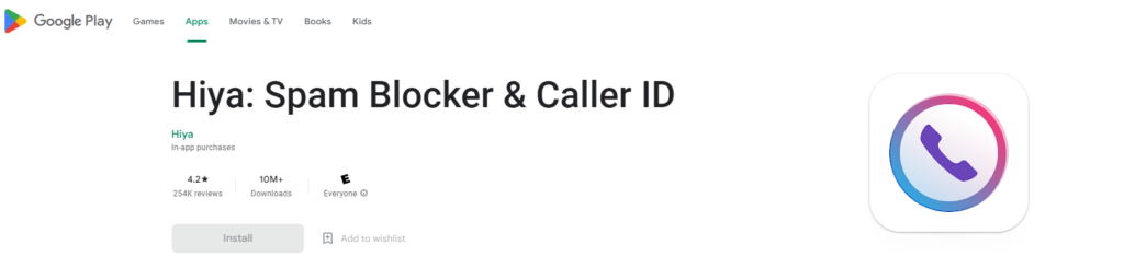 Hiya: Spam Blocker & Caller ID Google Play svetainė