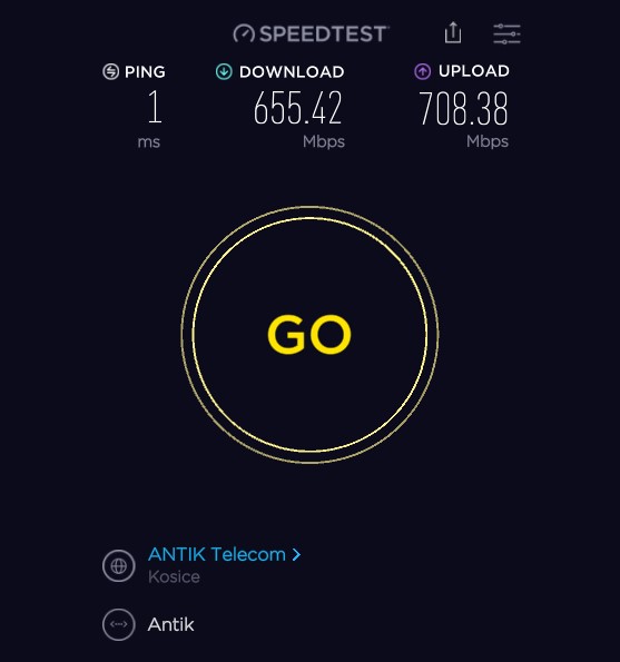 Interneto greičio testas Ookla