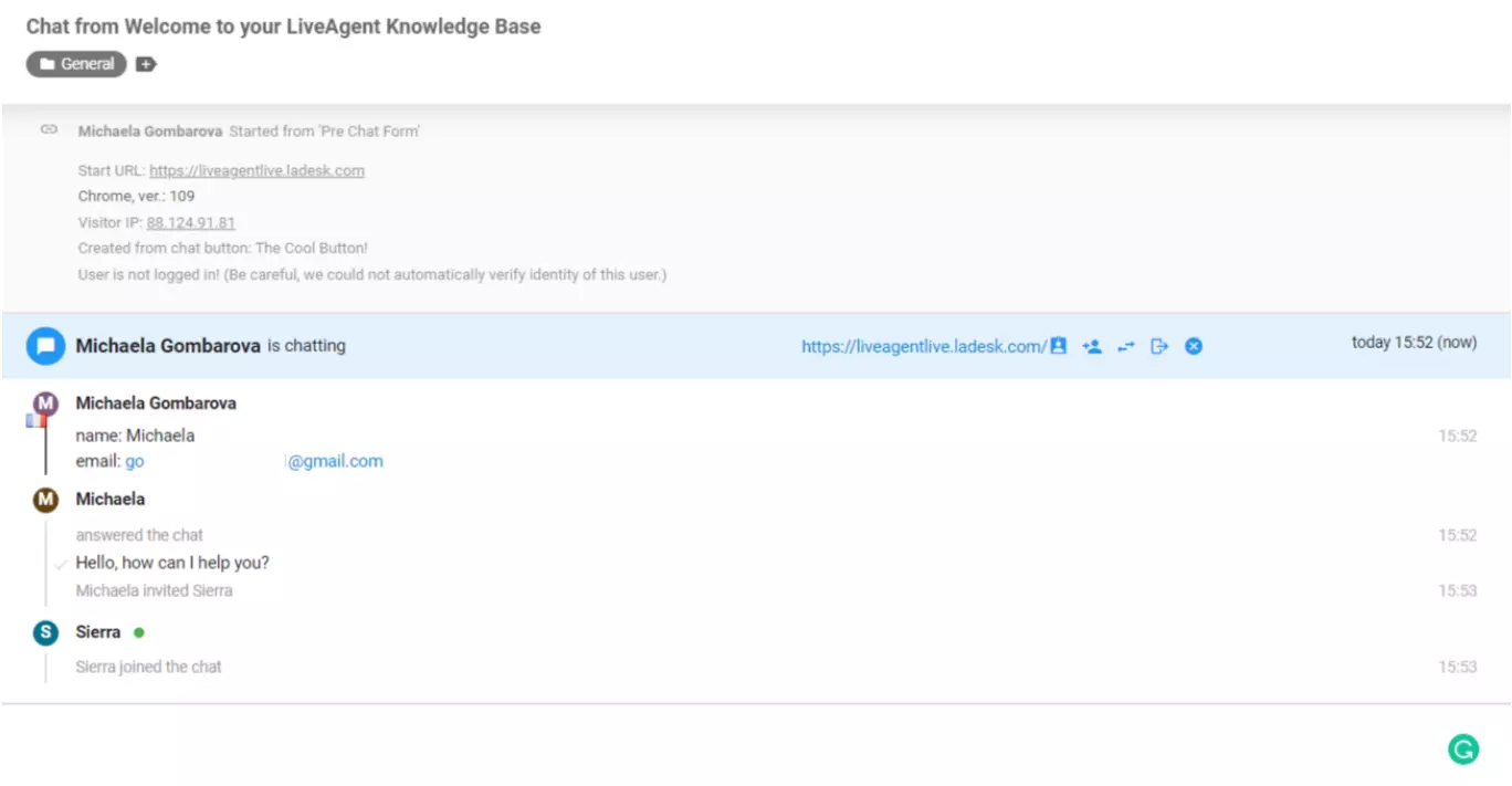 LiveAgent agentas prisijungė prie pokalbio