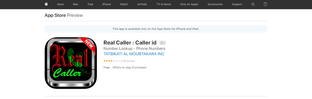 Real Caller: Caller id App Store svetainė