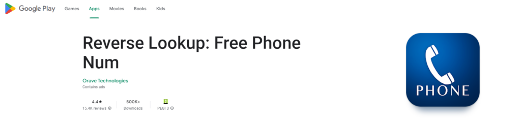 Reverse Lookup: Free Phone Num Google Play svetainė