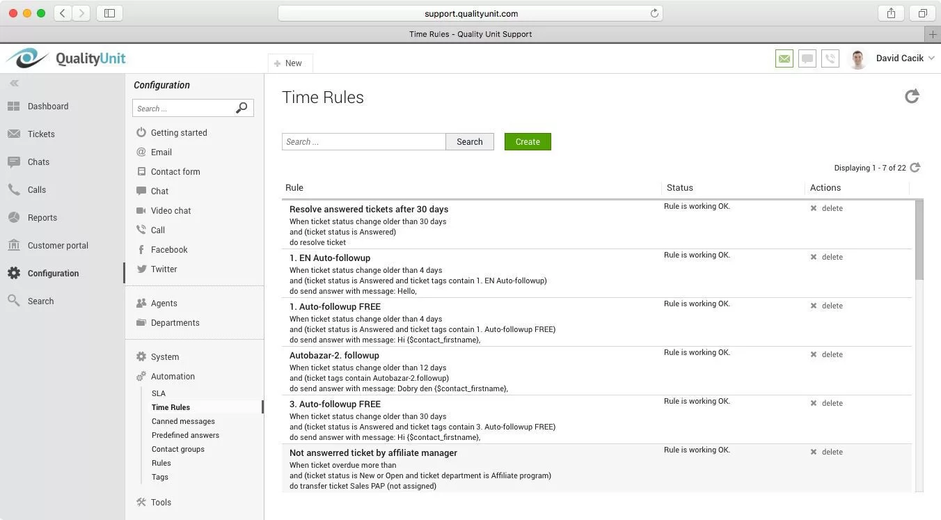 LiveAgent laiko taisykles