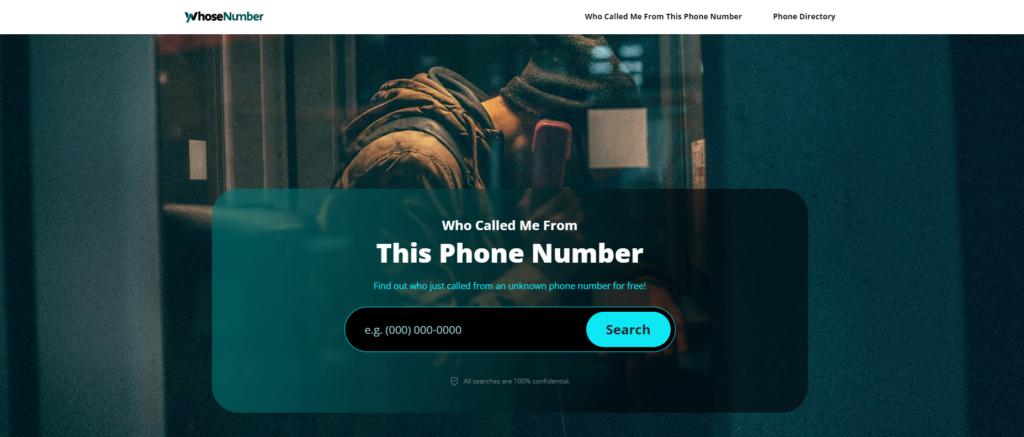 WhoseNumber pagrindinis puslapis