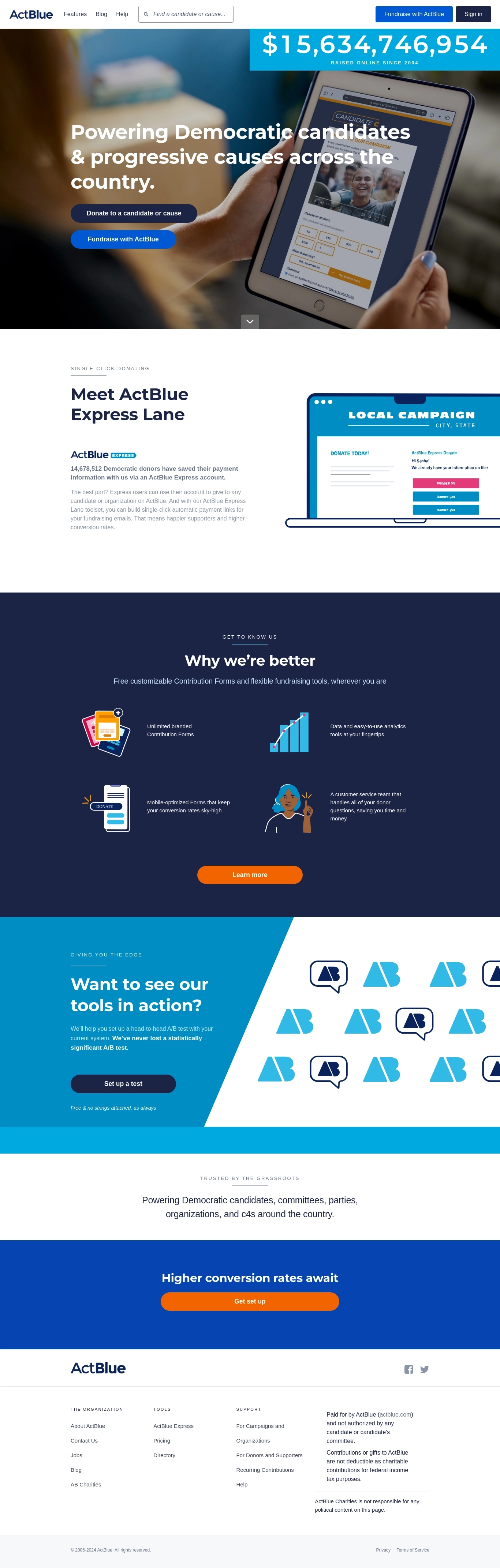 ActBlue pagalbos stalo kontaktai