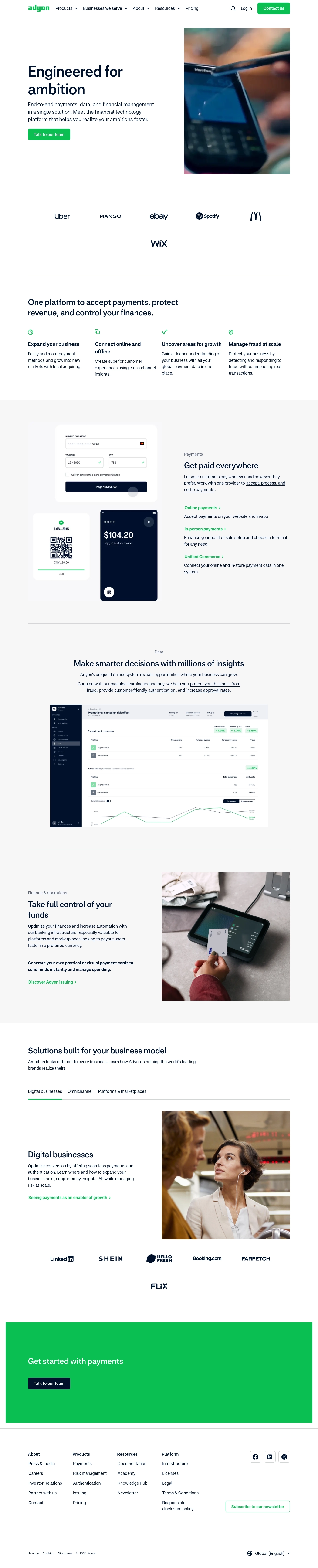 Adyen pagalbos stalo kontaktai