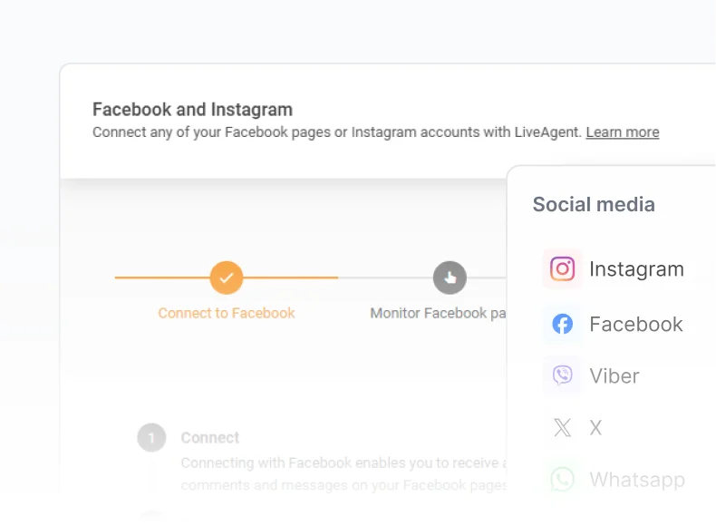 LiveAgent socialinės žiniasklaidos integracijos su Facebook, Instagram ir WhatsApp