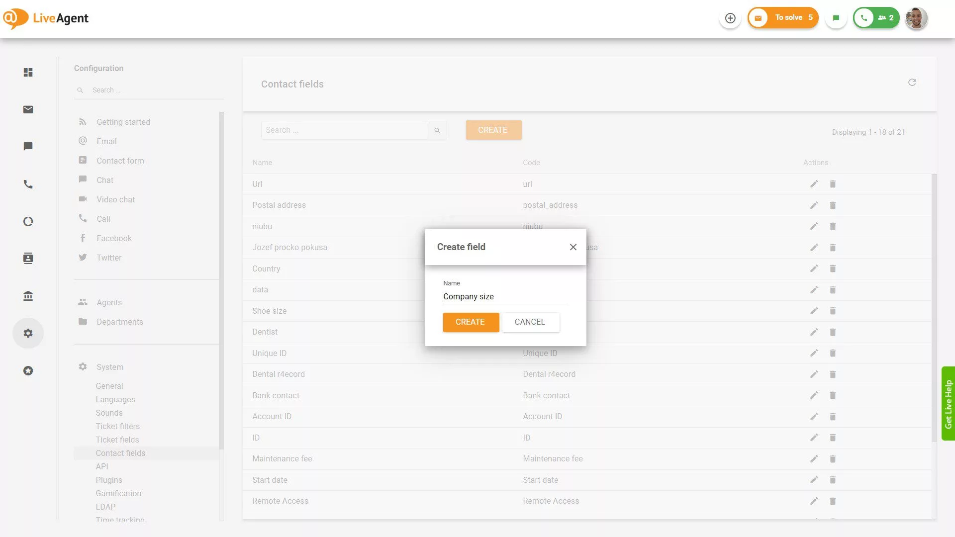 Kontaktų laukų nustatymų pridėjimas