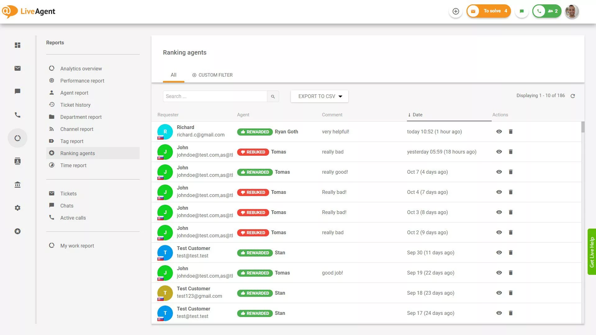 Agentų reitingo apžvalga ataskaitose