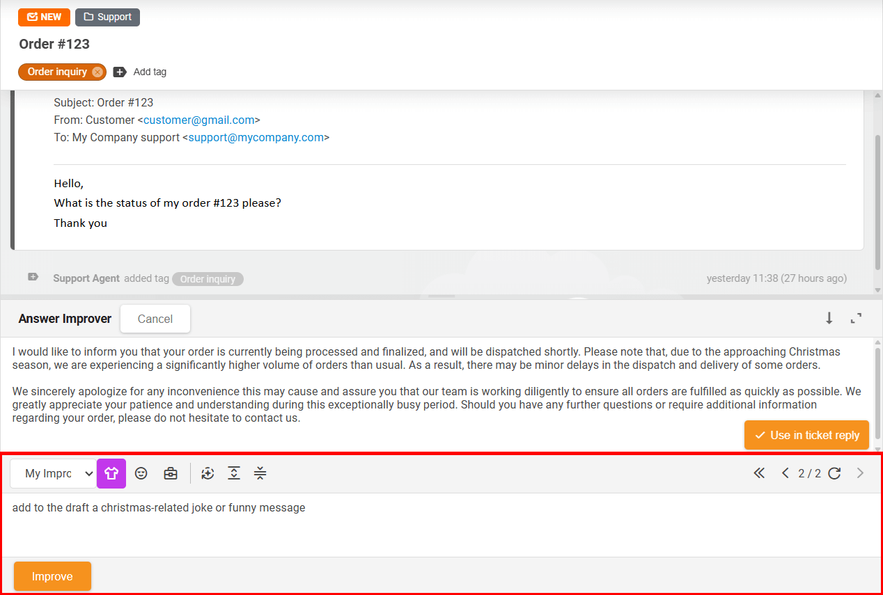 Atsakymų redagavimas naudojant atsakymų rašytoją