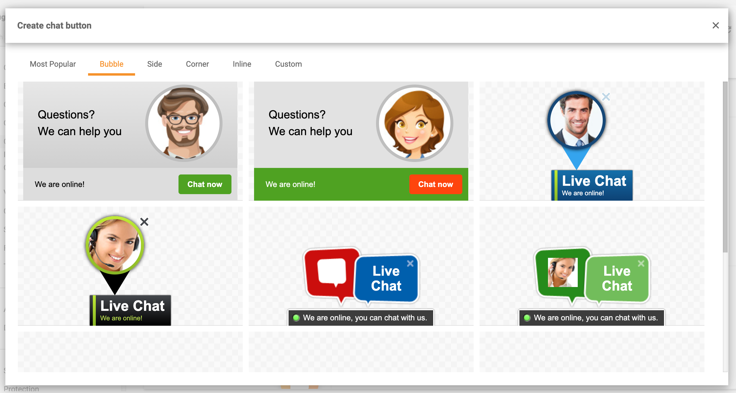 Burbulo pokalbio mygtukai