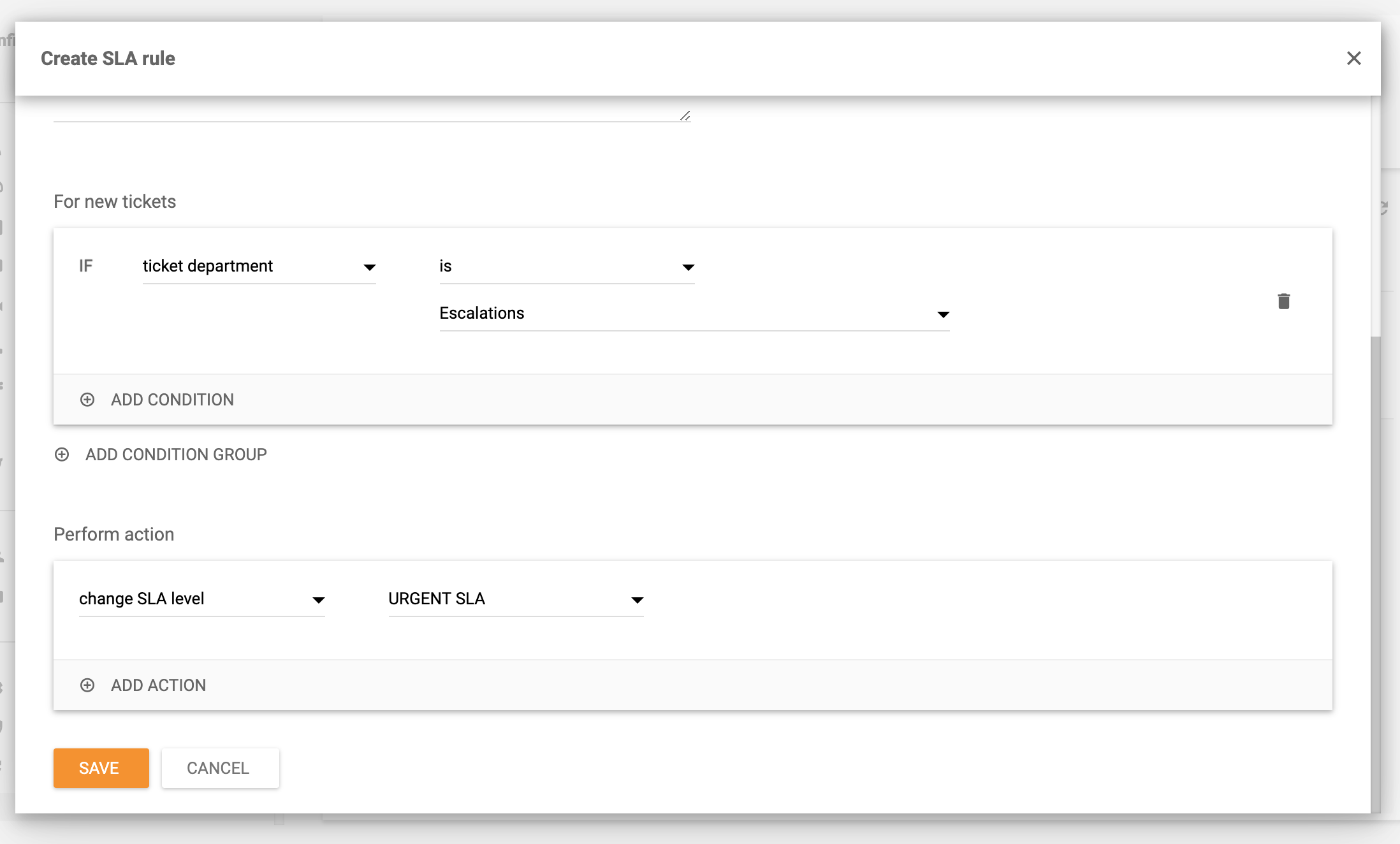 Sukurkite SLA taisyklę LiveAgent