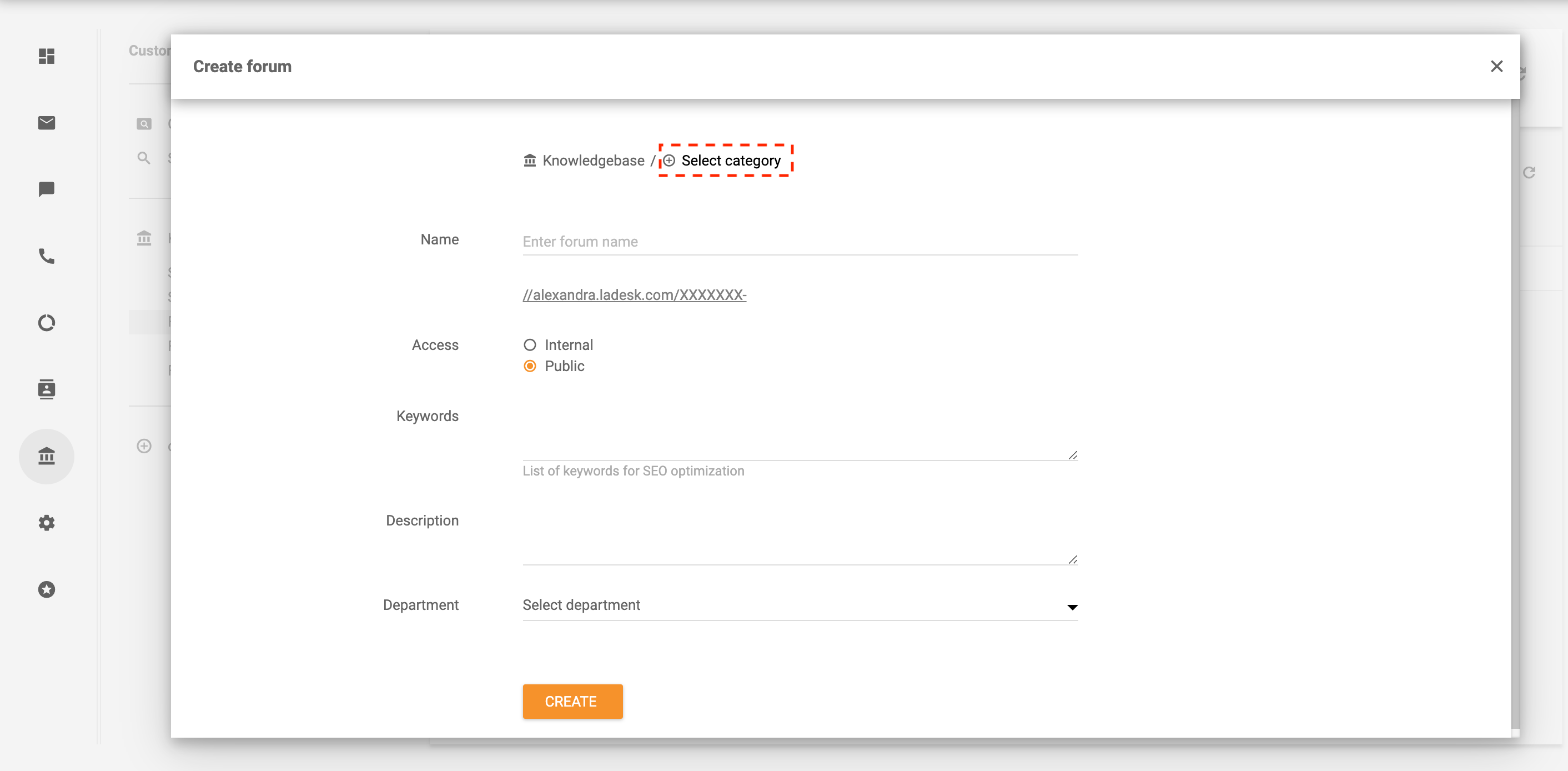 Select category for customer forum - LiveAgent
