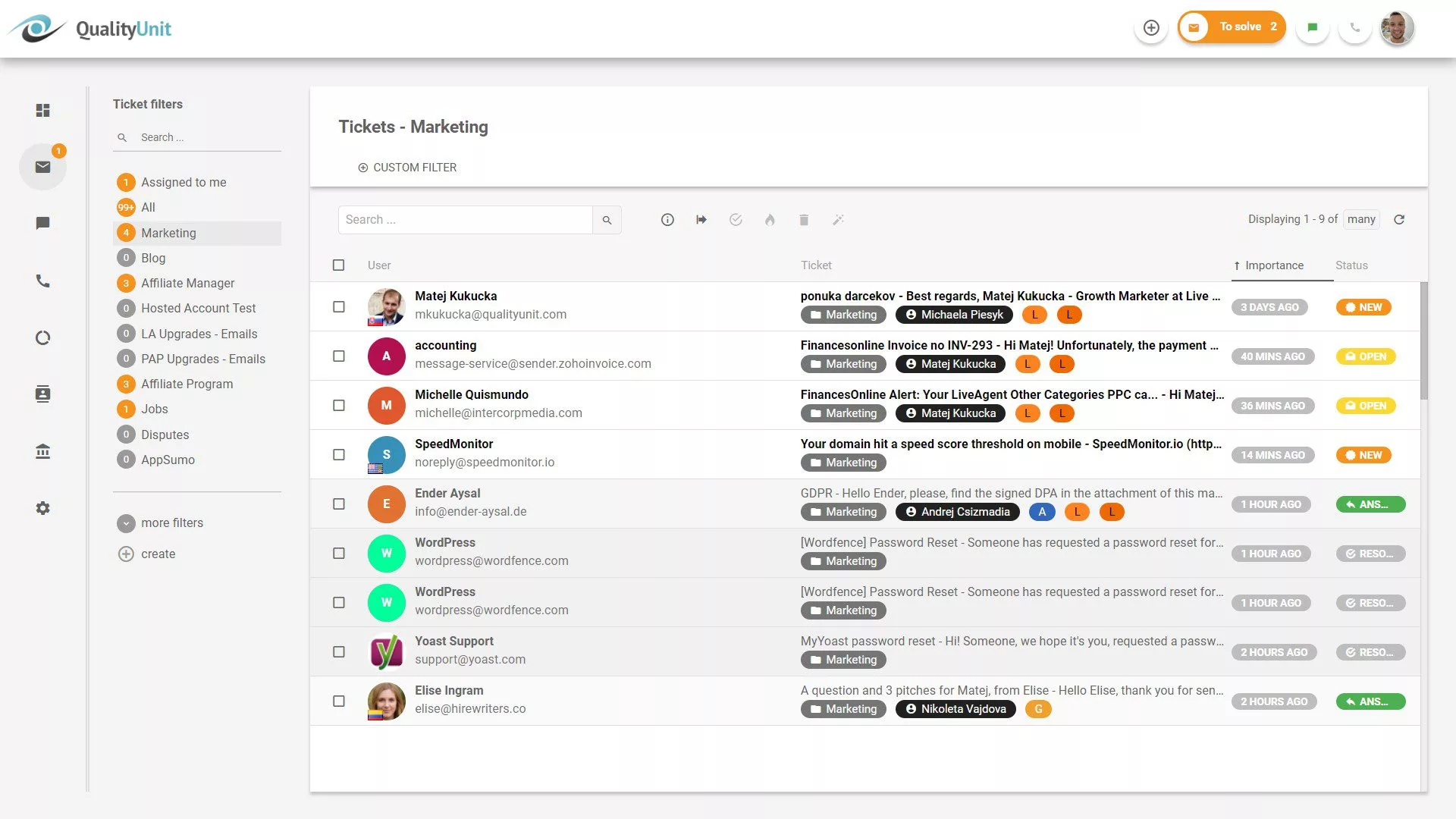 LiveAgent bilieto skydelis