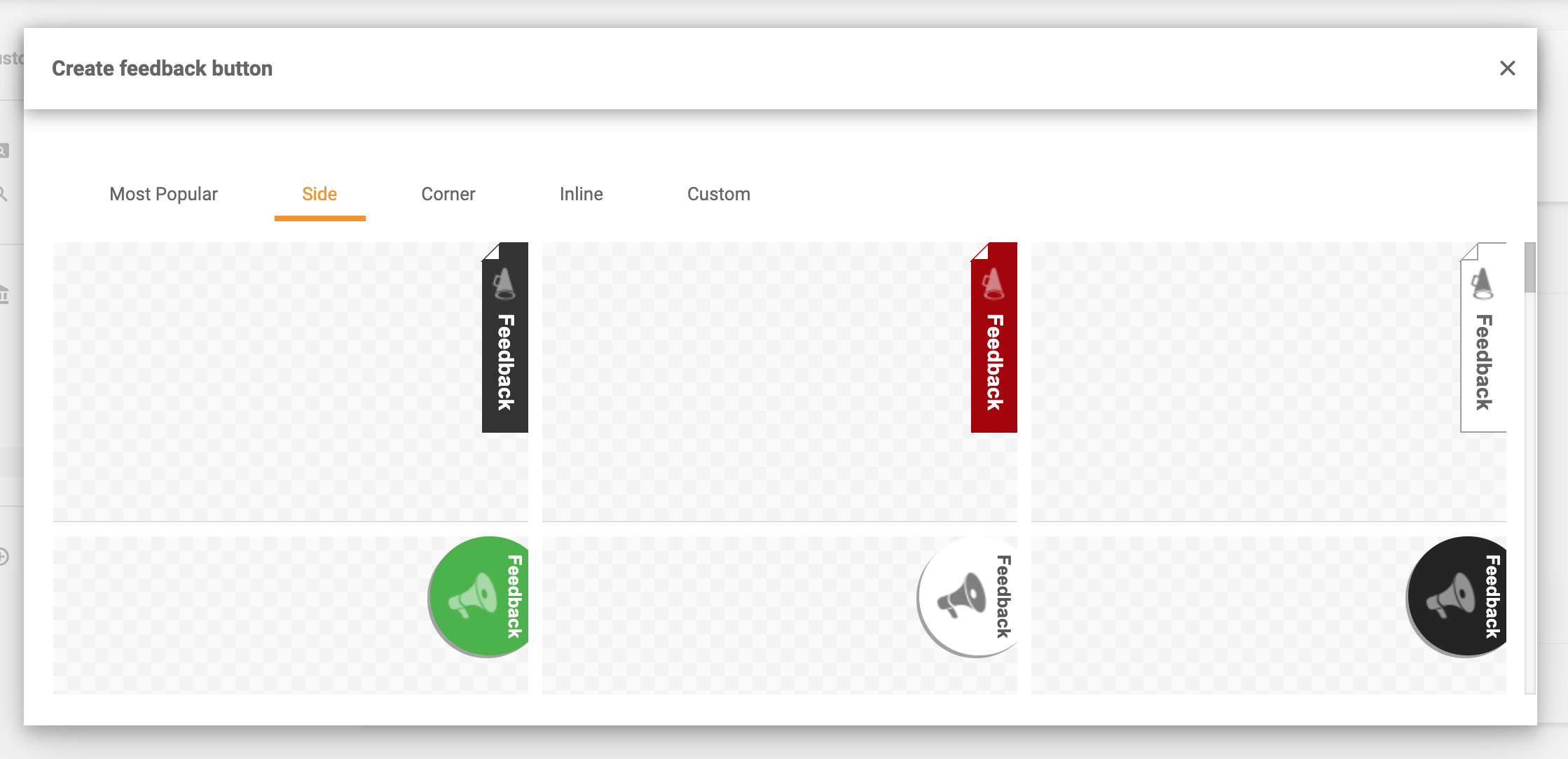 Šoniniai atsiliepimų mygtukai