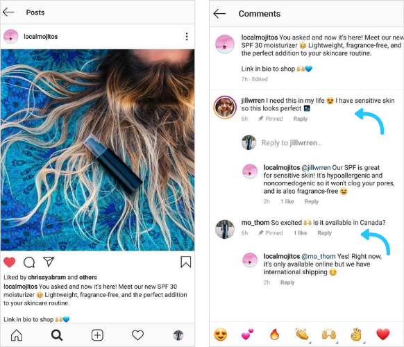 Instagram prisegti komentarai