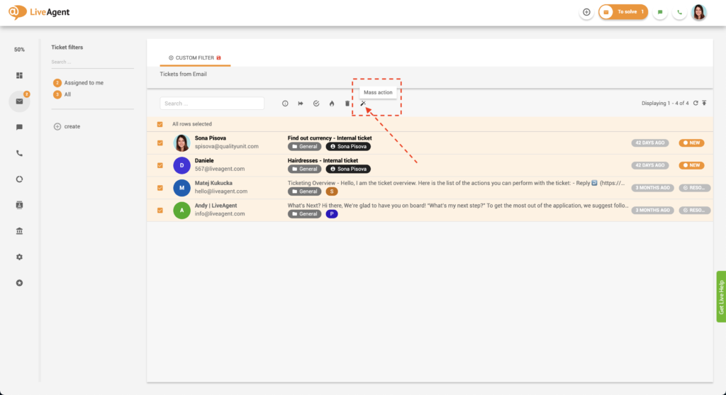 Masinio veiksmų mygtukas