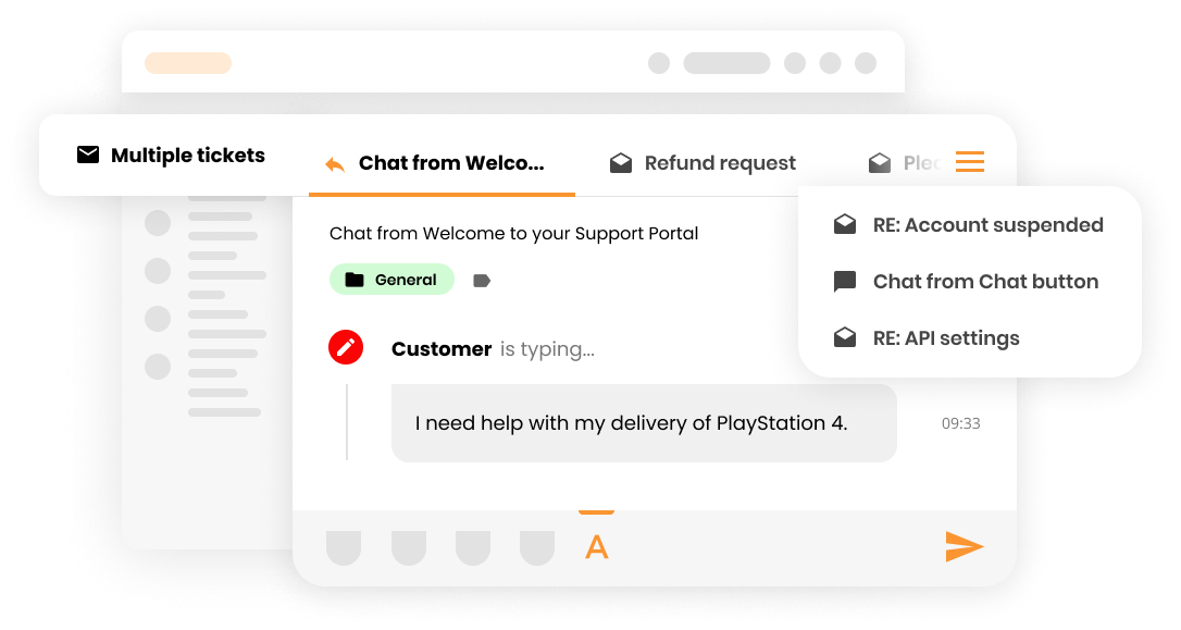 Multiple ticket tabs mockup