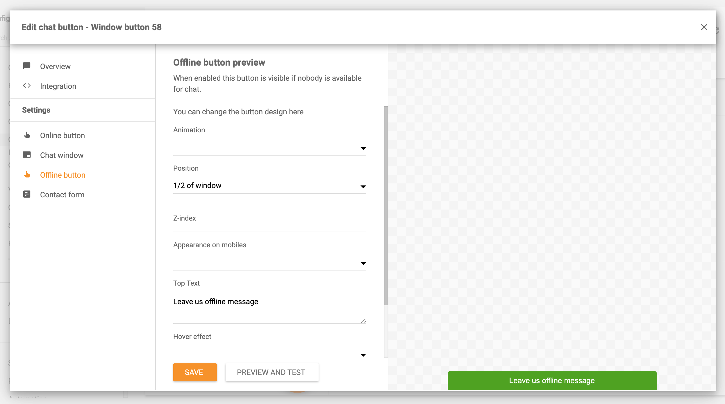 Neprisijungimo pokalbio mygtuko nustatymai LiveAgent