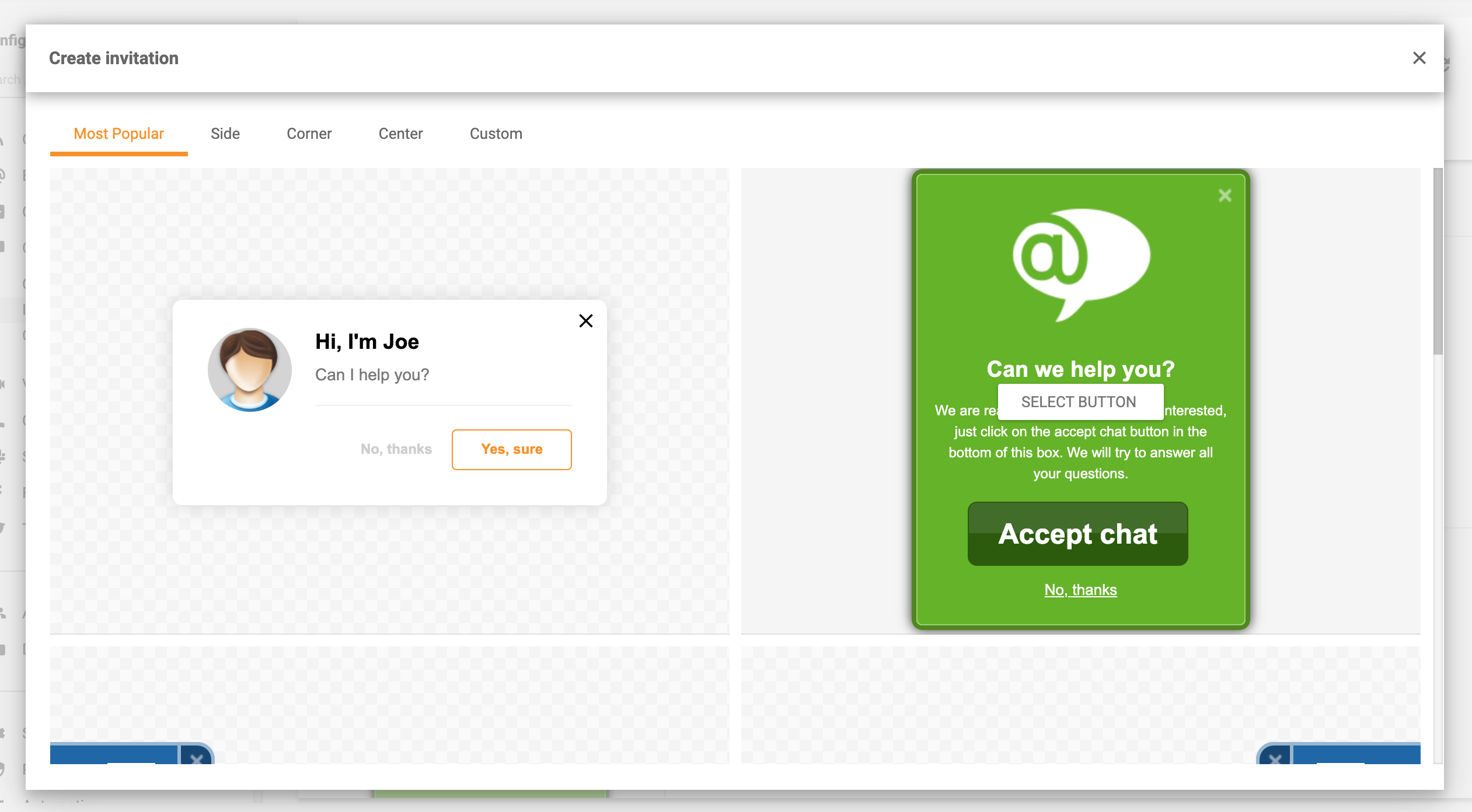 Proaktyvių pokalbio kvietimų funkcija LiveAgent
