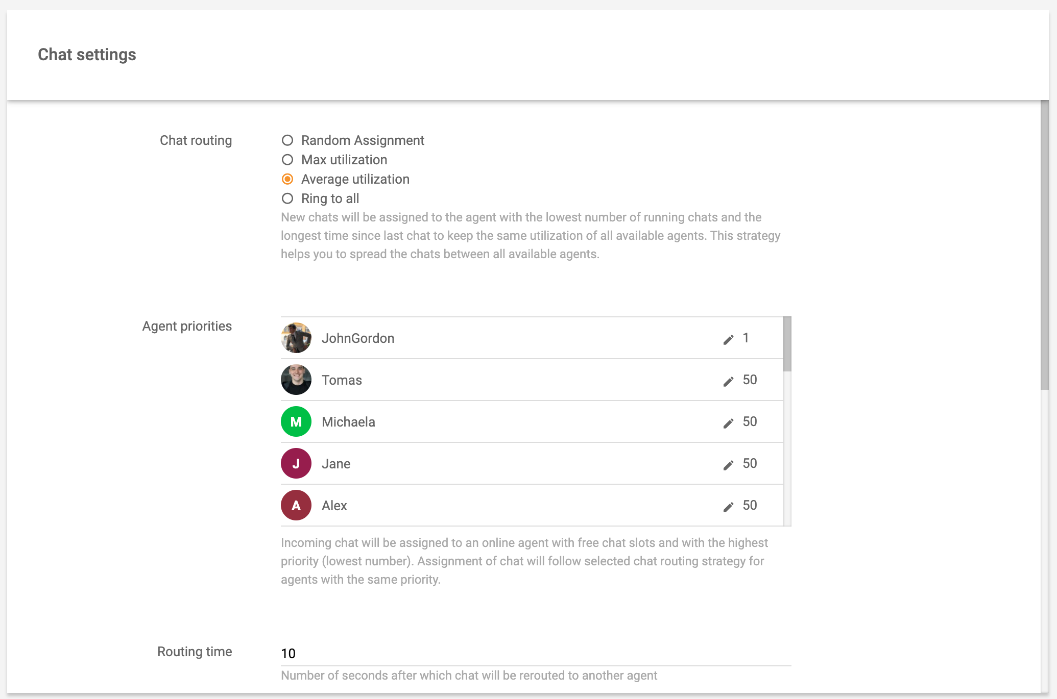 Realaus laiko pokalbio nustatymai maršrutizavimas LiveAgent