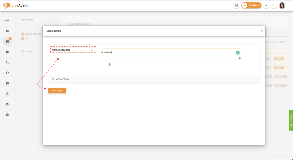Pasirinkite masinio veiksmų iš sąrašo