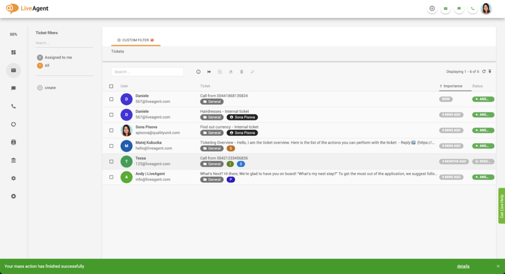 Sėkmingo masinio veiksmų pranešimas