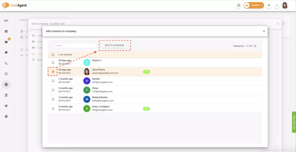 Add contacts to companies