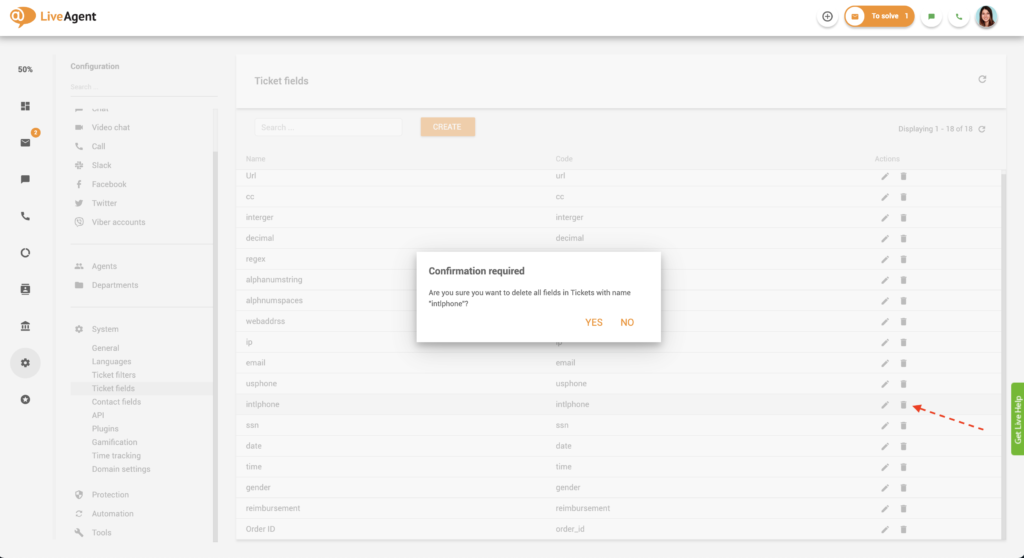 Bilieto lauko trynimas
