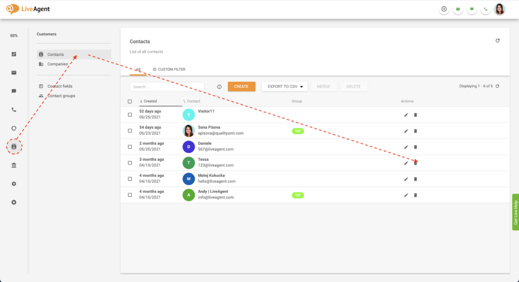 Redaguoti kontakto pastabą LiveAgent