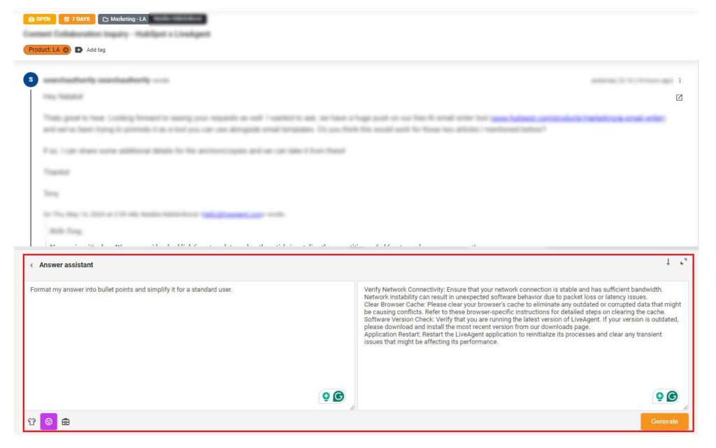 Vaizdas, rodantis pasirinktinio atsakymų asistento variantą su užklausą ir žinutę, skirta šiam asistentui demonstruoti