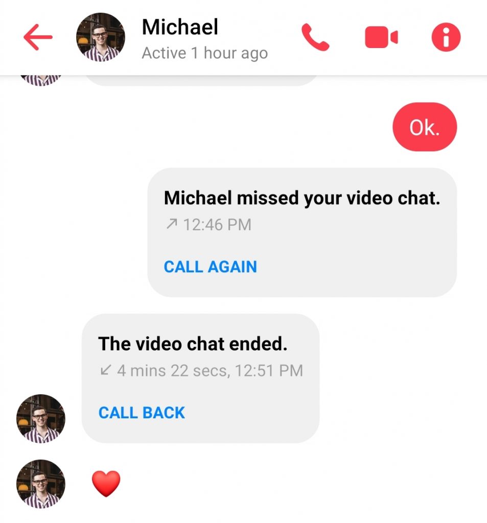 Facebook messenger conversation example