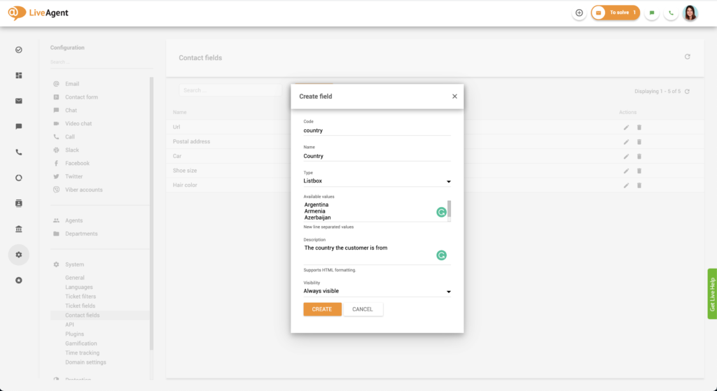 Kodinio pavadinimo nustatymas kontaktų laukui