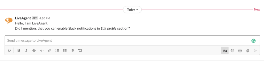 Skubaus pranešimo Slack