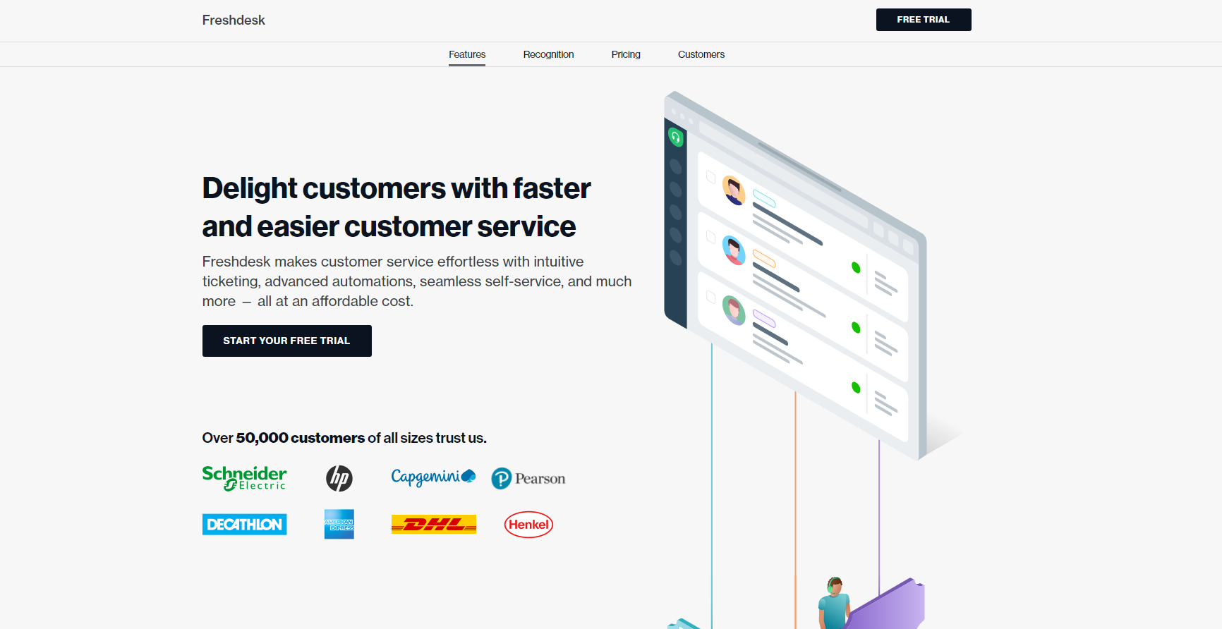 Freshdesk pradžios puslapis